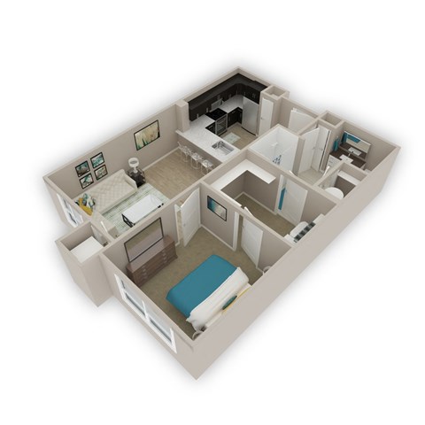 Floor plan for 1 bed, 1 bath, 693 sqft